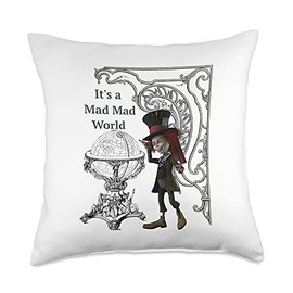 It's a Mad Mad World Design Arty character & globe Throw Pillow