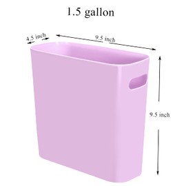 Youngever - cubeta de basura delgado de 1.5 galones, contenedor de basura de plástico, pequeño cubeta de basura con asas para oficina en casa, sala de estar, sala de estudio, cocina, baño (morado)