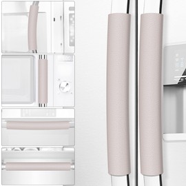 Royleath Refrigerator Handle Covers, 6PCS, Leather Kitchen Appliance Handle Covers, Keep Your Fridge Microwave Oven Stove or Dishwasher Clean, Stains Dirty Oils, Timesaver, Kitchen Decor (Rose Quartz)