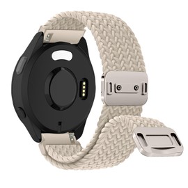 RosMank 20mm Braided Watch Band Compatible with Garmin Forerunner 165/Forerunner 165 Music/Vivoactive 5, Nylon Woven Replacement Strap for Garmin Venu Sq 2/Venu Sq 2 music, White