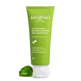 DotandKey CICA Face Wash with 2% Salicylic Acid, Green Tea, Zinc for Acne Prone, Oily, Sensitive Skin, Sulfate Free, 100ml