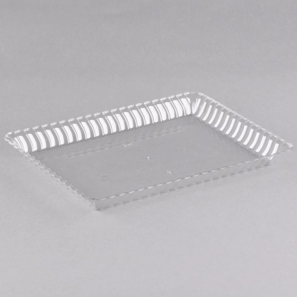 Pack of 6 Elegant Hard Plastic Serving Trays/Platters/Party Food Tray - Clear - Reusable Serving Trays - 9 x 13 inch (23 x 33 cm)