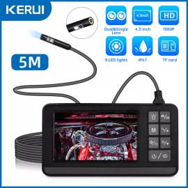 Universal Industrial Endoscope Borescope 1080P HD 4.3'' Screen 8mm Inspection Snake Camera