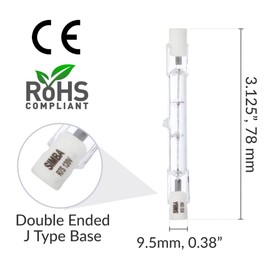 Simba Lighting Halogen R7S 78mm T3 100W Dimmable 800lm (5 Pack) J Type Linear Double Ended Floodlight Bulb 360º Beam Angle 120V for Work, Security, Landscape Lights, Floor Lamps, Warm White 2700K