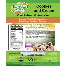 Cookies and Cream French Roast Coffee (Gourmet, Naturally Flavored, Whole Coffee Beans) (4 oz, ZIN: 550397) - 3 Pack