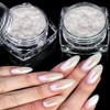 2PCS Cromo Efecto Espejo Uñas Blanco Perla Polvo Uñas Brillo