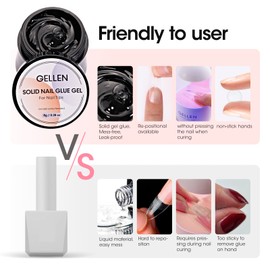 Gellen Solid Nail Glue Gel Kit, 8g Gel Glue and 8w Mini UV Light LED Lamp for Nail Cured, for Acrylic Fake Nail Tips, for Nails Salon Art DIY at Home | Gellen