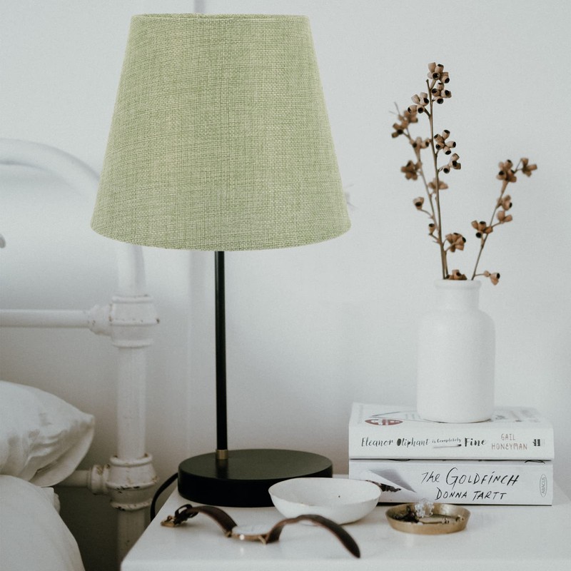 Totority Green Bedside Lamps Lampshade Taper Fabric Lampshade Simple Style
