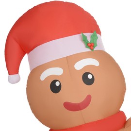 BEROXII 8FT Christmas Inflatable Gingerbread Man, Giant Christmas Inflatables, Huge Blow Up Christmas Decorations with Built-in LED Lights for Indoor, Outdoor, Yard, Party