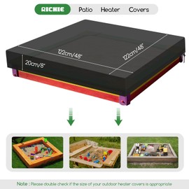RICHIE Outdoor Sandboxes Cover Waterproof,420D Oxford Heavy Duty Dustproof UV Protection Square Pool Protection Cover for Sand Pit (122x122cm), Black
