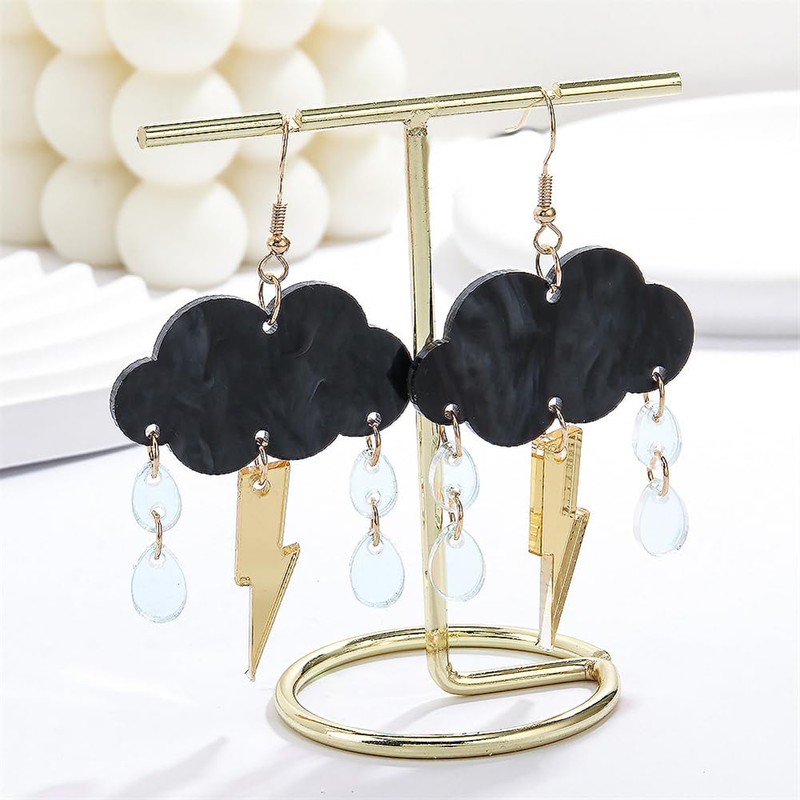 Funny Cute Handmade Sparkly Large Resin Cloud Lightning Weather Dangle