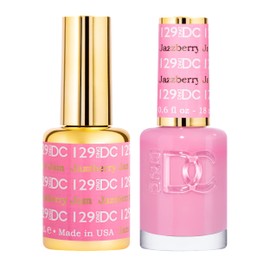 DND DC Gel Polish Set, Pink Collection, UV/LED Gel Polish and Air Dry Nail Lacquer, Matching Chip-Free Polish Duo, 129 Jazzberry Jam, 0.5 Fl Oz