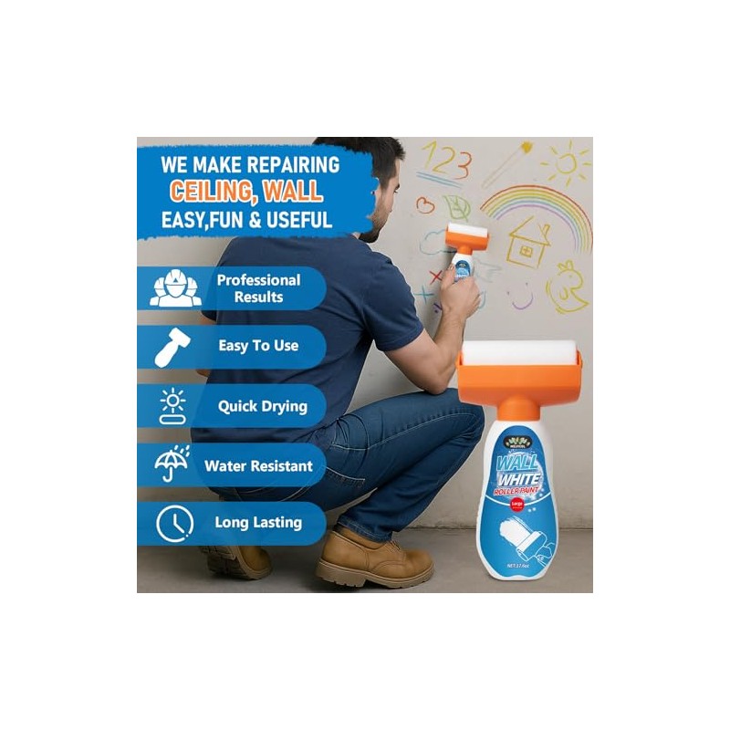 White Paint for Wall, 17.6 Floz Wall Touch Up Paint