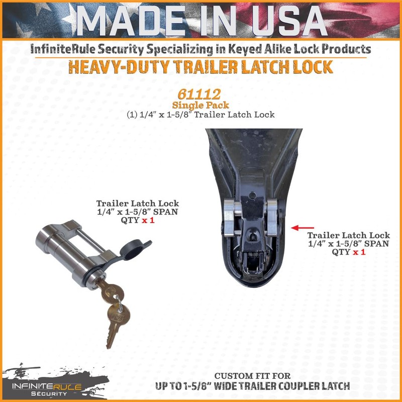 InfiniteRule Security 61112 | Trailer Latch Lock for 1-5/8" Trailer