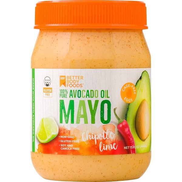 BetterBody Foods Avocado Oil Mayonnaise with Chipotle Lime, Spicy Mayo Spread Made with Cage-Free Eggs, Paleo (15 Ounces)