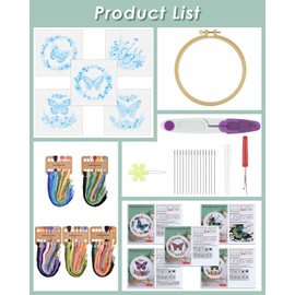 ERKOON 5 Sets Embroidery Kit for Beginners (Butterfly and Flower)