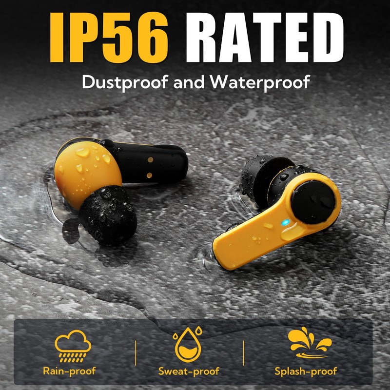ToolFun Bluetooth 6.0 Jobsite Earbuds, Heavy Duty True Wireless Ear