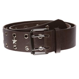 Double Prong Star Studs and Grommets Leather Belt, Brown | 36"