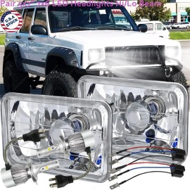 BRICOLOGHT Pair 5x7" 7x6 LED Headlights For Jeep 84-2001 Cherokee XJ /For 86-1995 Wrangler