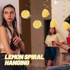 HOMSFOU 10 Sets Decor Paper Lemon Spiral Pendants Party Hanging Swirls Paper Lemon Swirls Swirl Pendants Party Supplies Hanging Swirl Ornament Hanging Lemon Swirls Fruit Pull The Flag