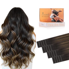 DOORES Genius Tape in Hair Extensions, Balayage Dark Brown to Chestnut Brown 18 Inch 50g/20pcs, Seamless Tape in Extensions Real Human Hair