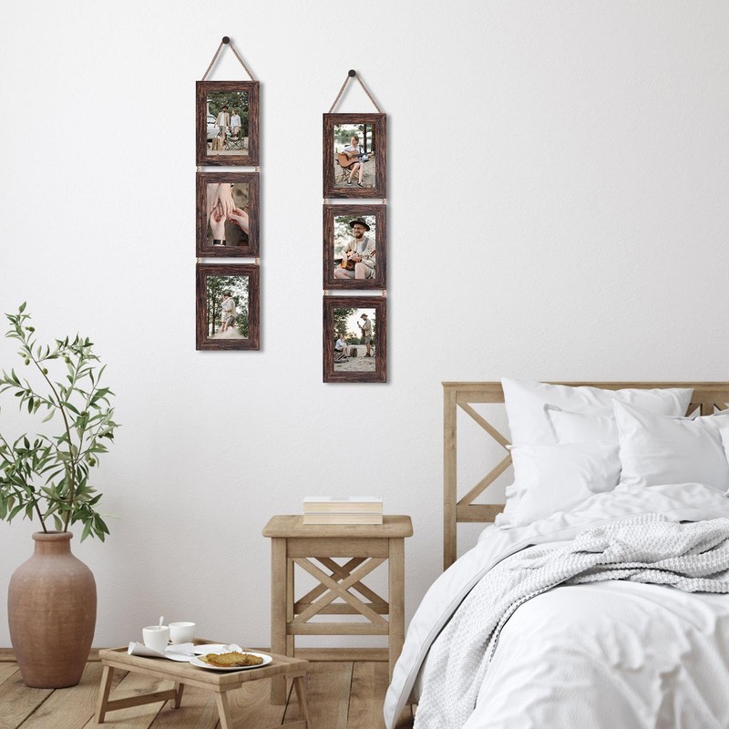 QUTREY 4x6 Collage Picture Frames, 6 Openings Vertical Hanging Photo