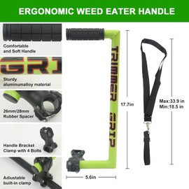 LOVTOUR 2024 Upgraded Weed Eater Handle, Ergonomic String Trimmer Handle, with Trimmer Shoulder Harness、Non-Slip Gloves, Weeding Gloves, Weedeater Handle Grip for String Trimmer, Green