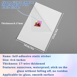 Clear Window Cling Static 12 Pcs Car Windshield Sticker 4 x 6 Inches Cling Windshield Applicator for Vehicle Stickers Application Removal Re-Application Car Window Decals