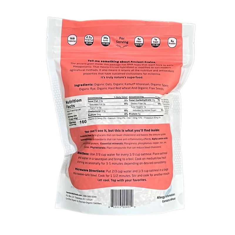Farm to Table Foods Organic Ancient Super Grain Oatmeal –