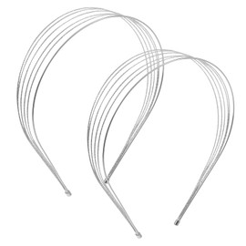 2Pcs Multi Layers Metal Headbands for Women Silver Elegant Thin Headband