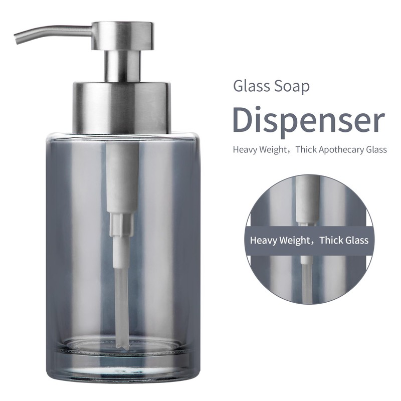 Enra Soap Dispenser, 12 oz Silver Bathroom Soap Dispenser, Stainless