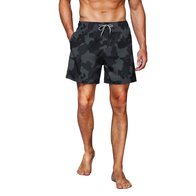 HMIYA Men's 2-in-1 Swimming Trunks, Quick-Drying Short Board Shorts with
