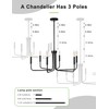 L LOHAS LED Black Chandeliers, 6-Light Black Farmhouse Chandeliers for