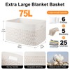 OIAHOMY 75L Blanket Basket, Woven Cotton Rope Basket for Organizing