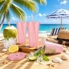 12 Pcs Pink Tumblers with Straw & Lid - 24oz