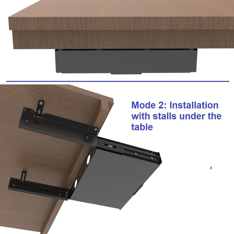 Under Desk Slide out Drawer 13.4" Wide with Cable Management