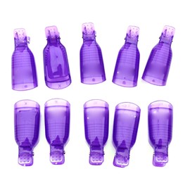 Juego de 10 Clips para Quitar Esmalte de Uñas, Herramienta de Eliminación de Uñas Postizas con Material Plástico, Morado, para Decoración de Uñas y Uso Profesional