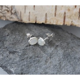 Chic-Net Studs braid edge moonstone oval 10 mm 925 sterling silver stone silver stud earrings