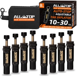 ALL-TOP Adjustable Auto-Stop Tire Deflator Valve Kit (10-30 PSI) 8 PCS Screw-on Tyre Air Down Tool for Offroad 4x4 (with 5 Valve caps)