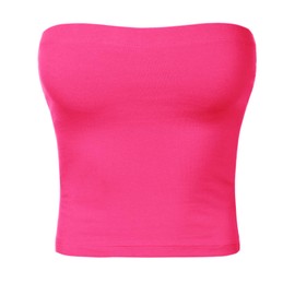 Women's Tube Crop Shapewear Tops Strapless Cute Sexy Cotton Tops HOTPINK S