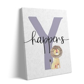 Childrens Day Canvas Wall Art, Letter Y and Lion Alphabet Jungle Pictures Print, Bold Safari Animal Print Framed Wall Oil Painting for Boys Room or Reading Nook Decor 11x14inch