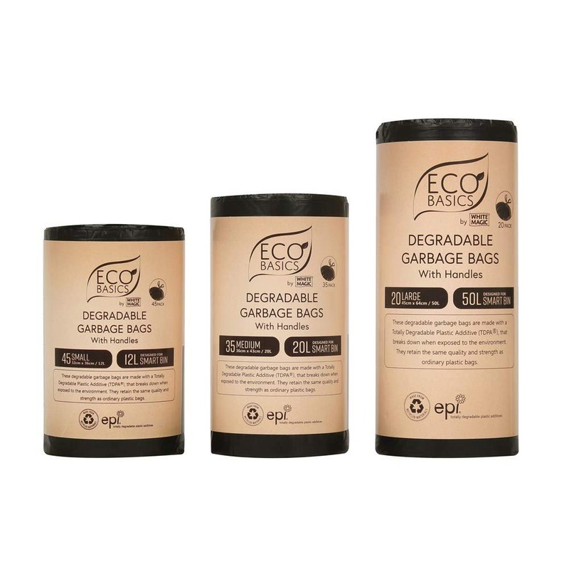 White Magic Recycled Garbage Bag 20 Pieces Pack, Large