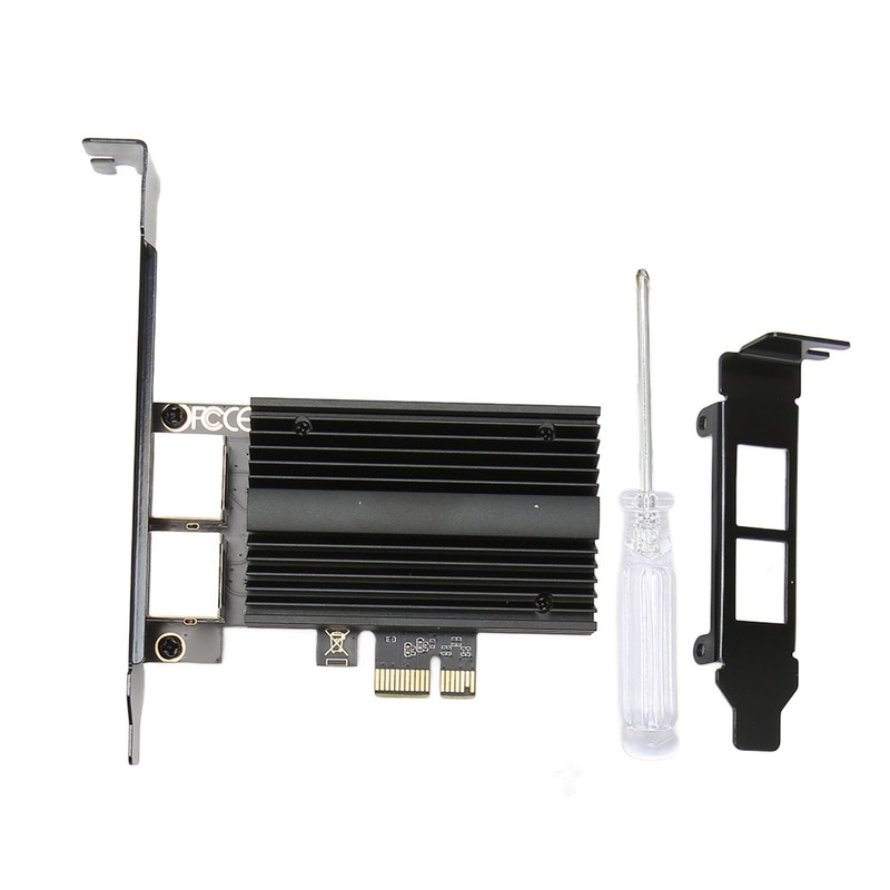 PCIe Network Card 2.5Gbps Dual Port Gold Plated Pin Aluminium