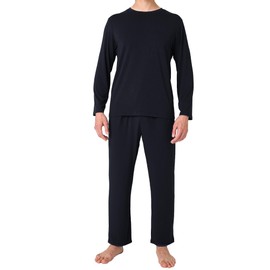 BAMBOO COOL Mens Pajama Set Bamboo Viscose Soft Pijamas Sets for Men Long Sleeve Full Length Pants Pjs Sleepwear with Pockets Black