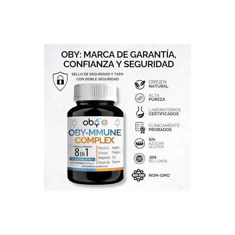 Oby Immune Complex Vitamina Zinc Echinacea Ajo Envejecido Jengibre Propóleo
