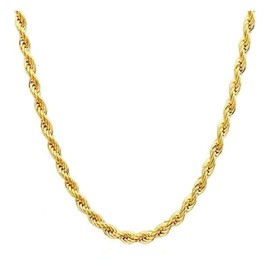 UNAHKTHY 14k Yellow Gold Rope Chain Necklace - 3.2mm 4.2mm Durable Design(16, 18, 20, 22, 24, 26, 30 or 36 inch) (3.2mm, 20inch)
