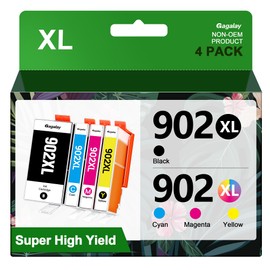 902XL Ink Cartridges for HP Printers Replacement for HP 902XL Ink Cartridges Combo Pack HP902XL Works for OfficeJet 6958 6962 6950 Pro 6978 6968 6975 Printer T0A39AN 4-Pack, Cyan Magenta Yellow Black