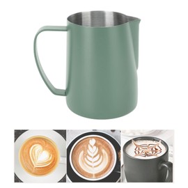 Stainless Steel Coffee Milk Frothing Pitcher, 600ml, Point Mouth Design, Dark Green