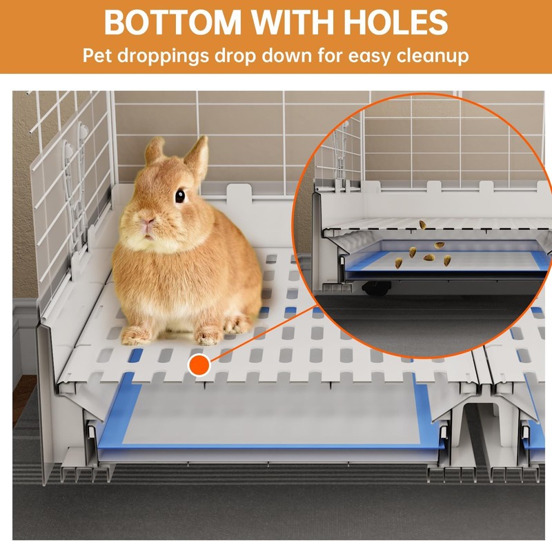 Oneluck Bunny Cage Indoor Rabbit Hutch with Pull Out Tray
