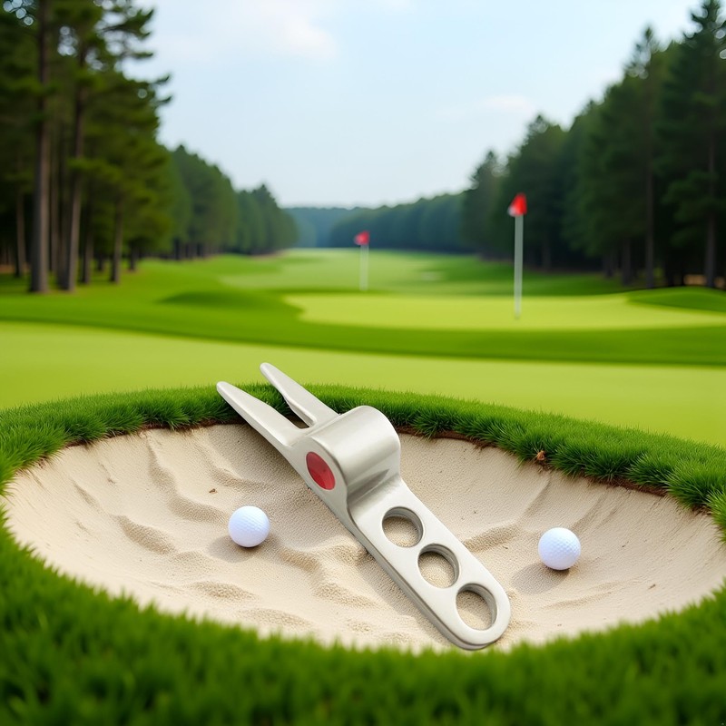 SquarezhenBo Silver Durable Golf Sports Ball Fork Pivot Divot Repair